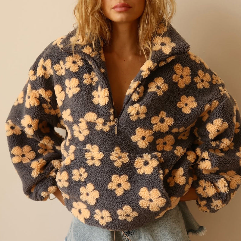 Elodie | Jersey floral de tejido polar suave