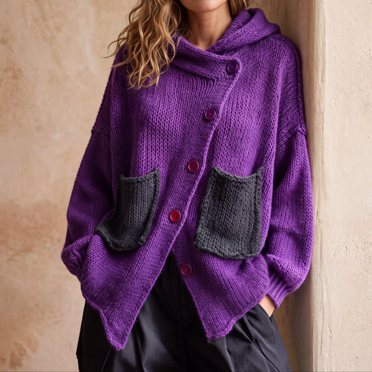 Violeta - Jersey asimétrico con capucha