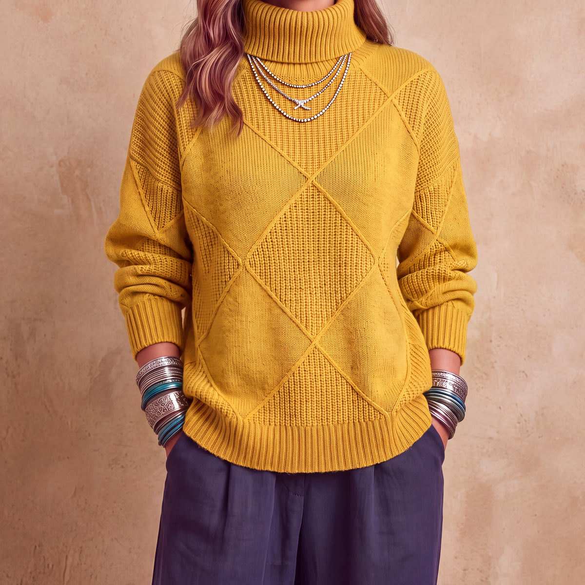 Eugenia || Jersey holgado de rombos invernal
