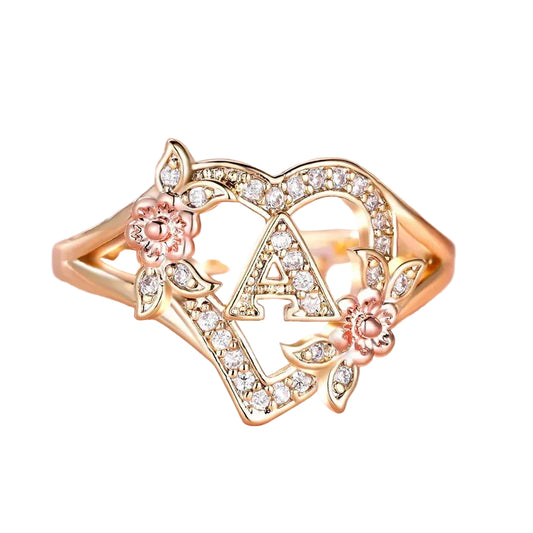 Anillo A de oro y cristales