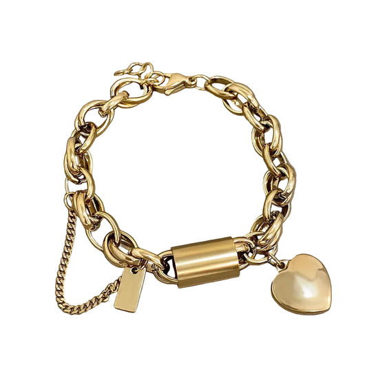 Pulsera Gruesa del Corazón | Oro