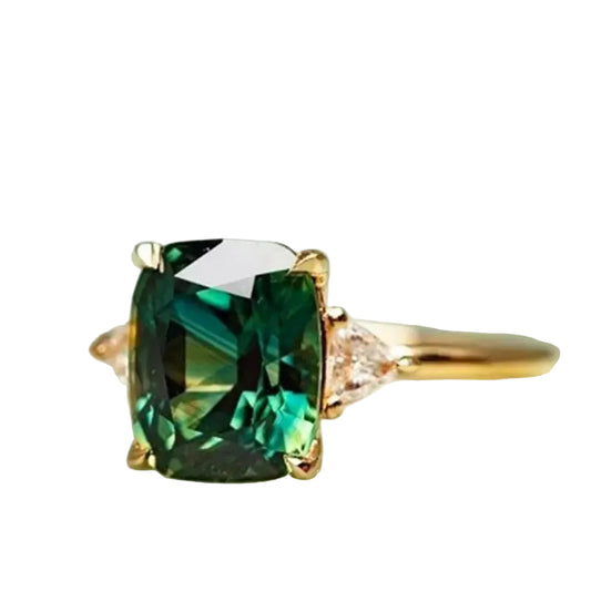 Anillo De Oro Con Piedra Preciosa Verde