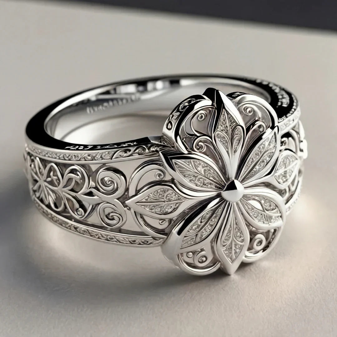 Anillo Exótico Floral en Oro con Circonita | Oro