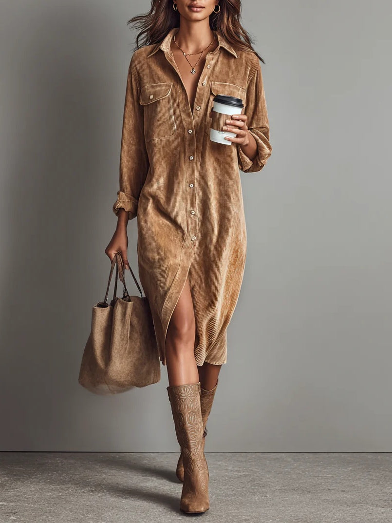 Nieves | Vestido midi de pana holgado