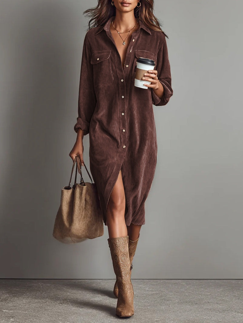 Nieves | Vestido midi de pana holgado