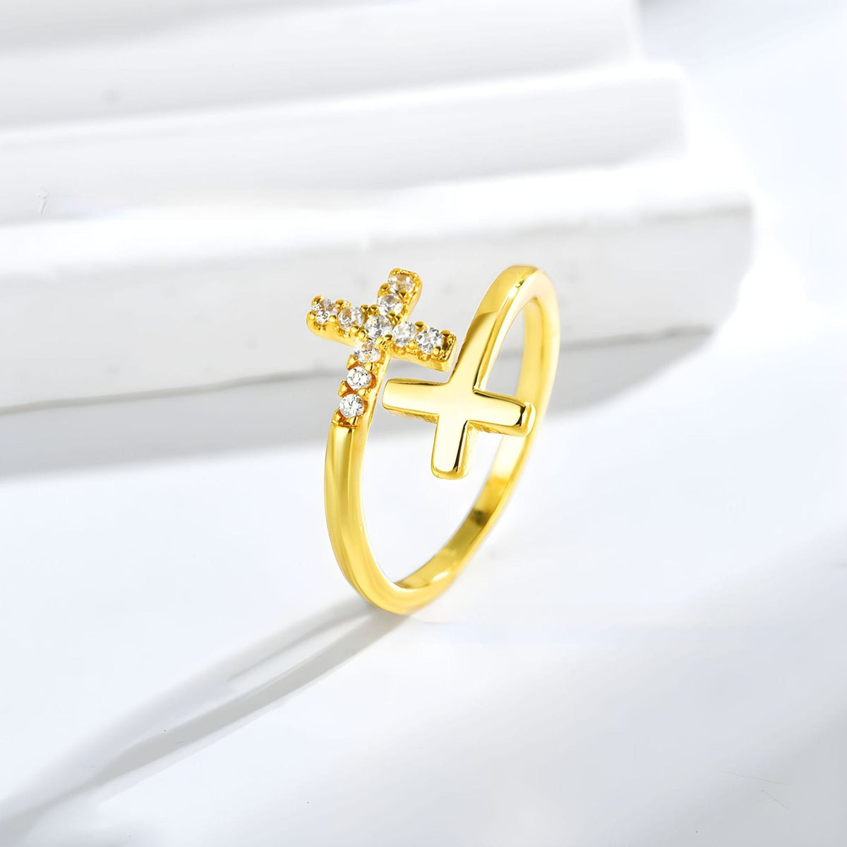 Anillo Sagrado Doble Cruz (Ajustable)
