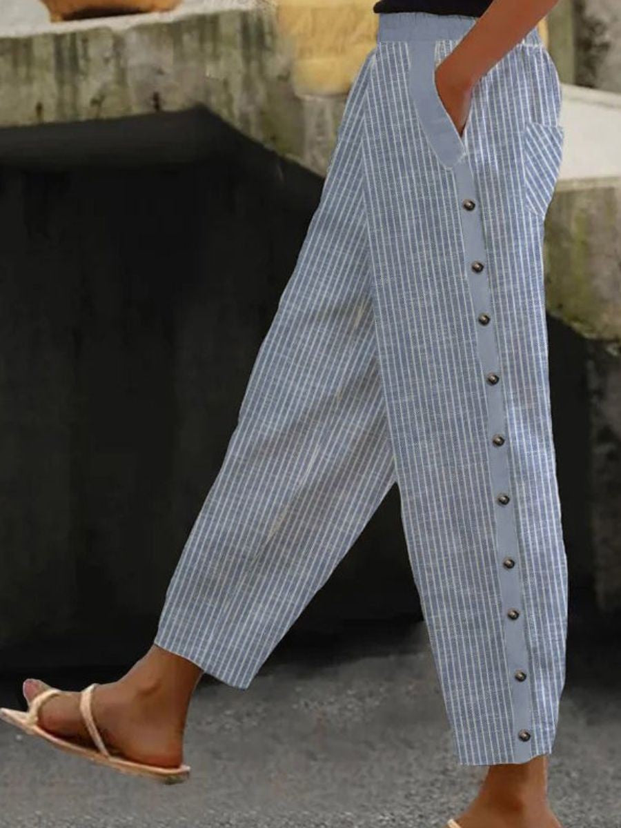 Linaya | Pantalones de rayas con botones