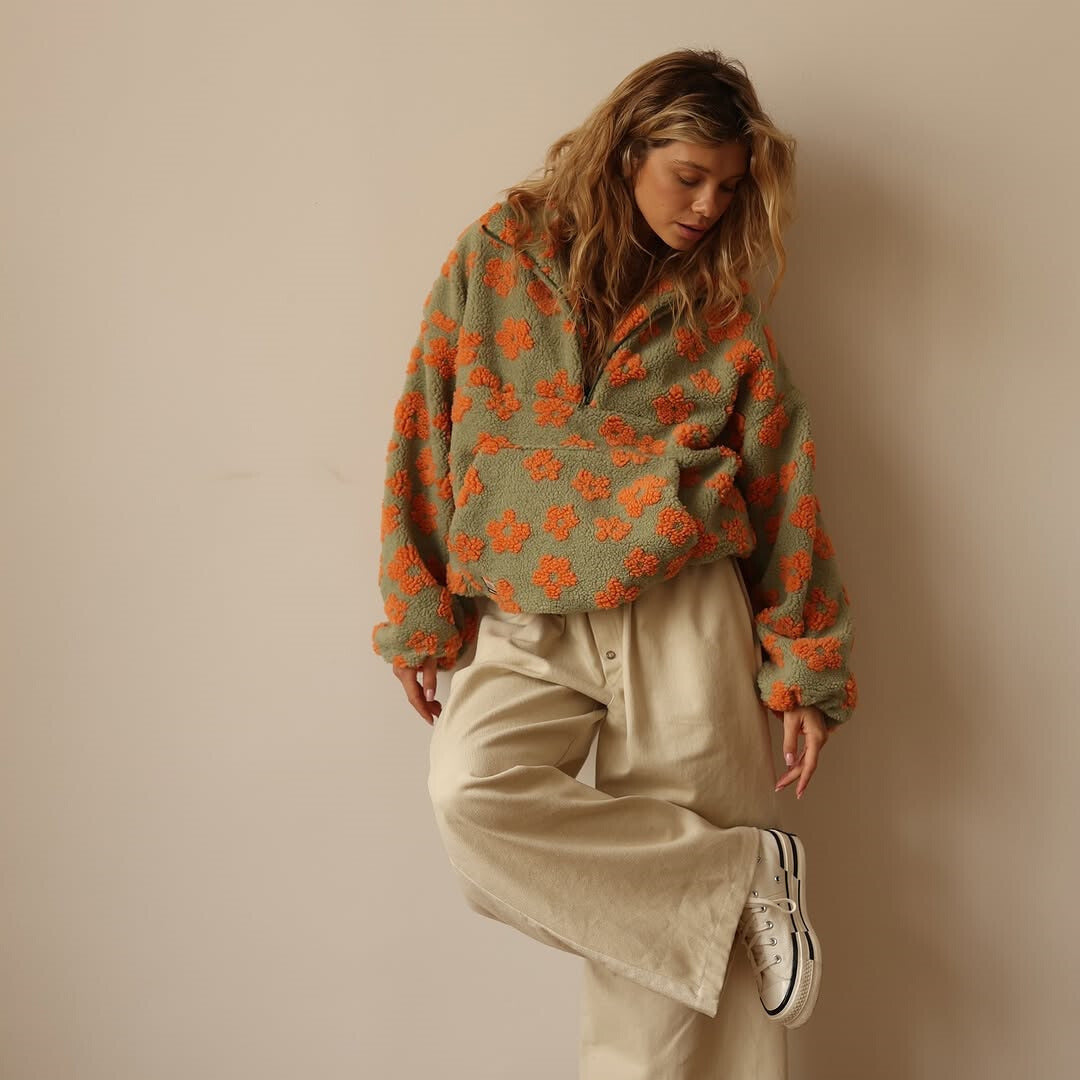 Elodie | Jersey floral de tejido polar suave