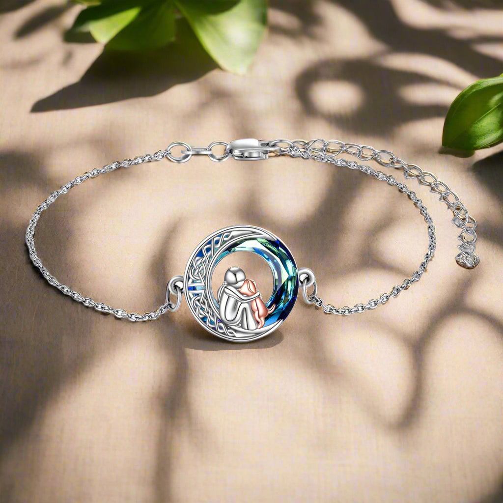 Pulsera ajustable con colgante de perro en plata de ley