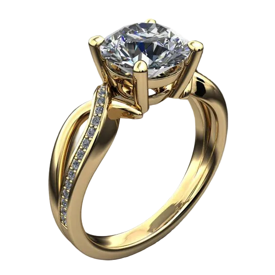 Anillo trenzado vintage en oro con circonita