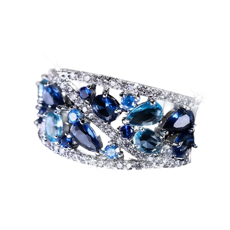 Anillo de Plata Vintage con Brillo Azul