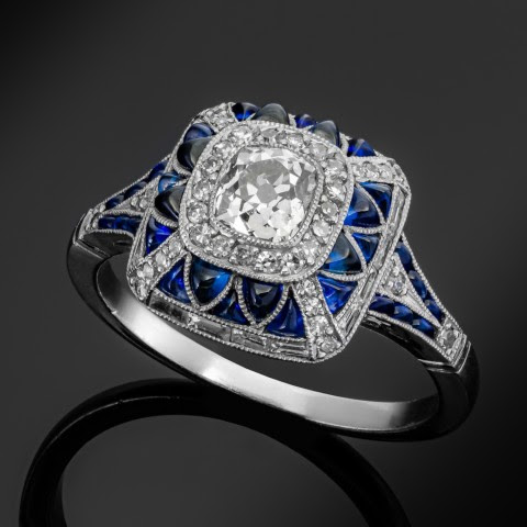 Anillo Cuadrado Azul Brillante