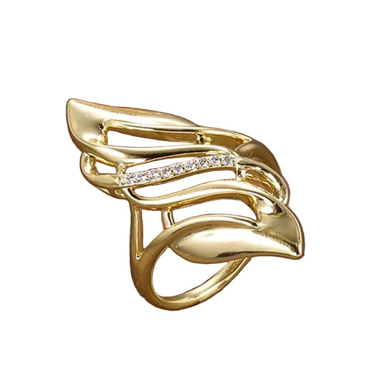Anillo vintage de oro con hoja retorcida