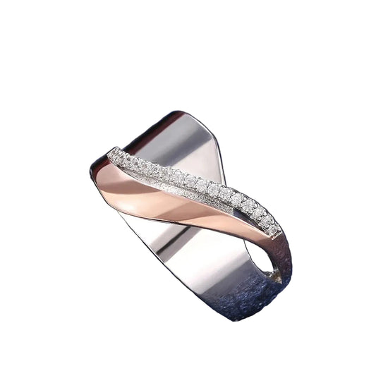 Anillo en plata y oro rosa bicolor