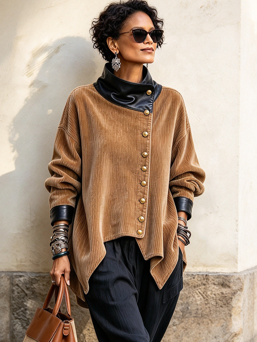 Ariadna | Chaqueta asimétrica de pana acogedora