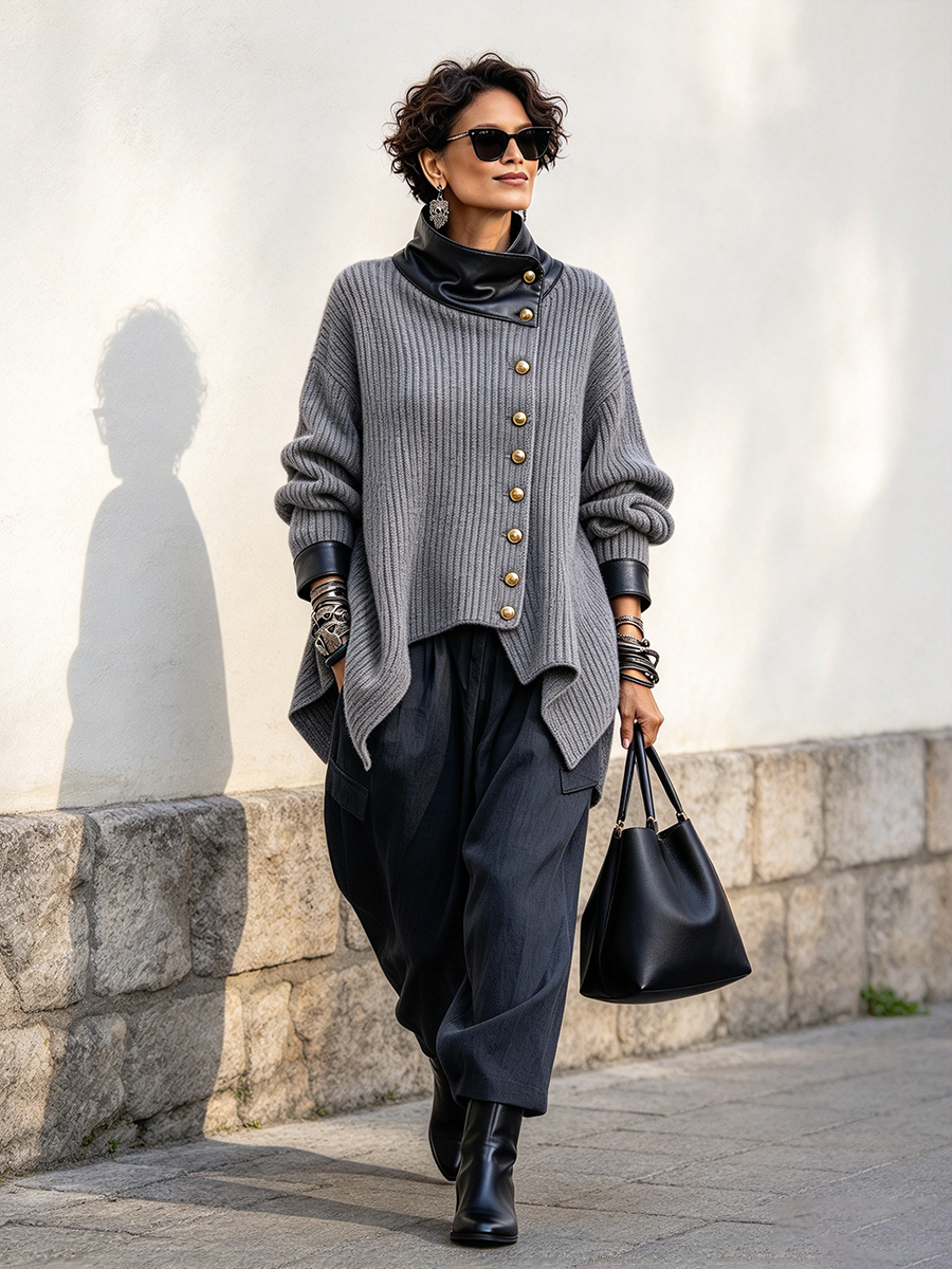 Itziar | Chaqueta de punto con polipiel