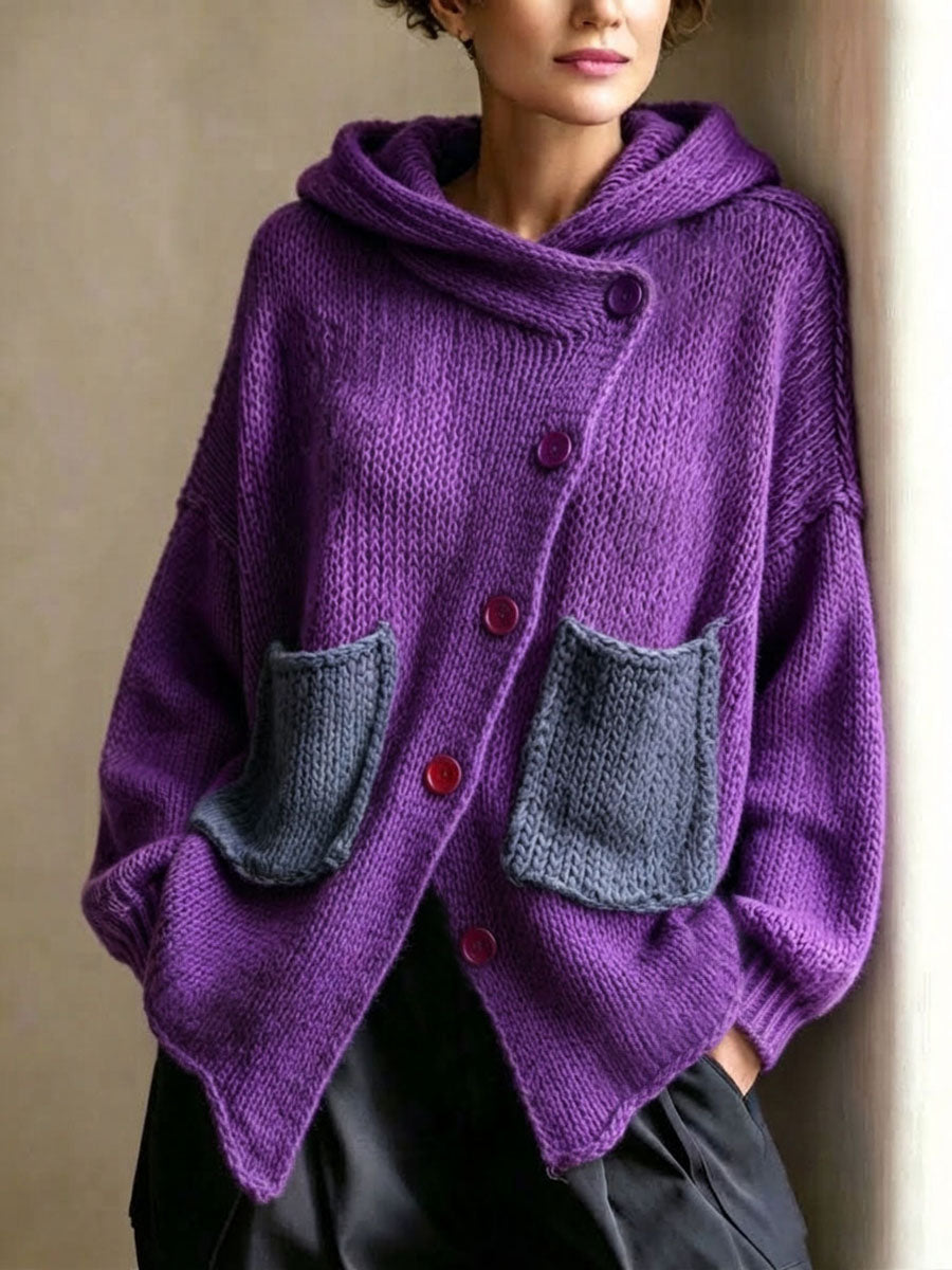 Violeta - Jersey asimétrico con capucha