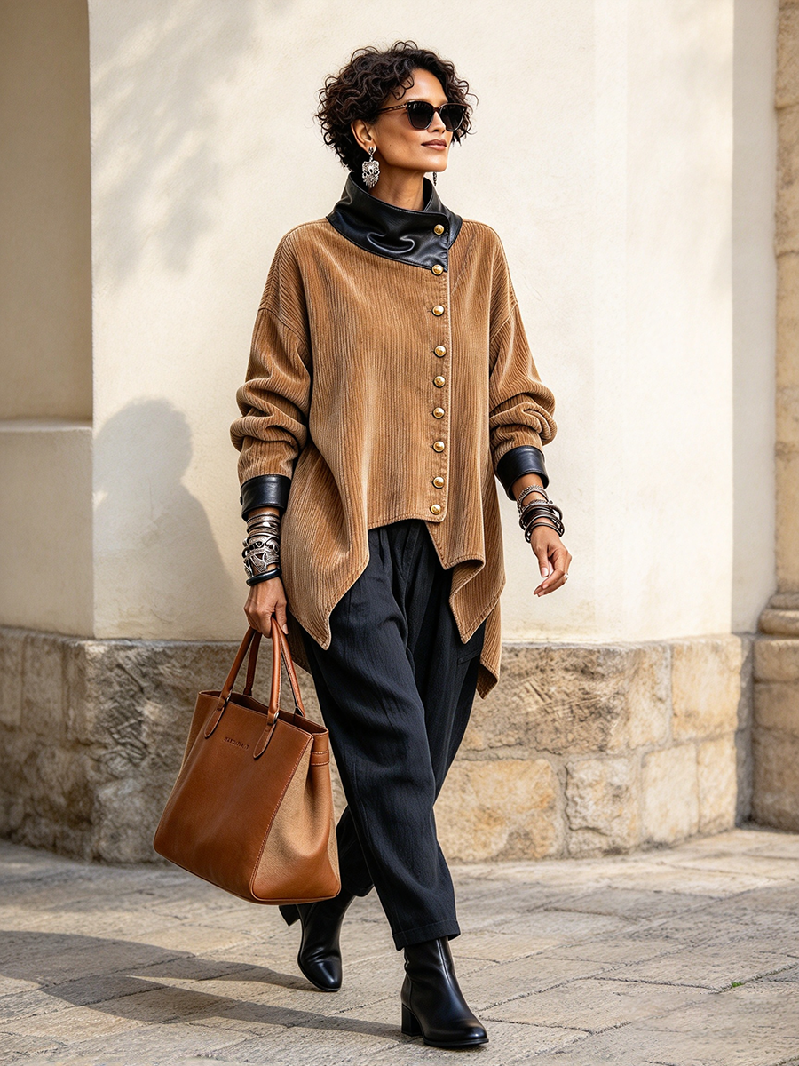 Ariadna | Chaqueta asimétrica de pana acogedora
