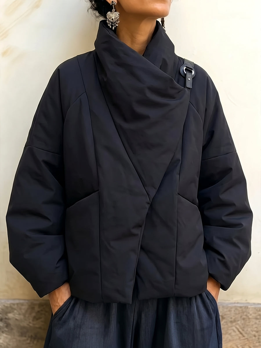 Blanca | Chaqueta acolchada asimétrica con drapeado