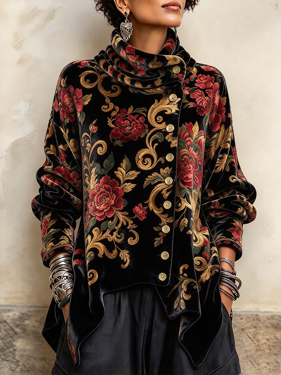 Estefanía / Top de terciopelo floral