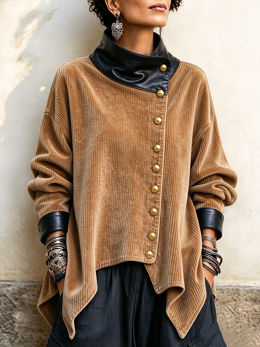 Ariadna | Chaqueta asimétrica de pana acogedora