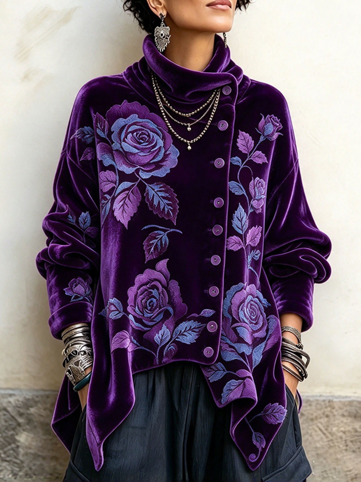 Remedios | Top de terciopelo con rosas