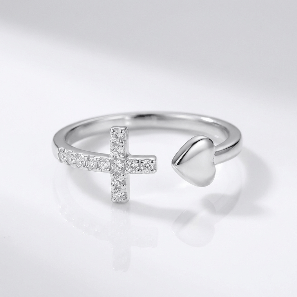Anillo de Plata Amor y Cruz