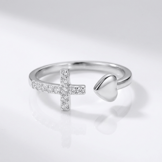 Anillo de Plata Amor y Cruz