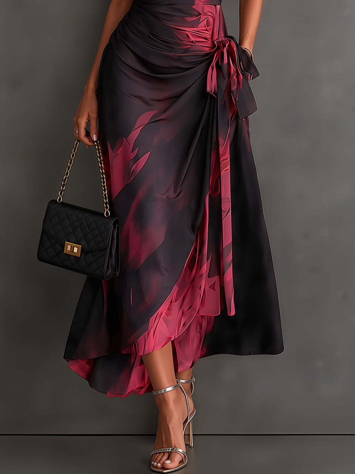 Maite | Vestido cruzado con estampado abstracto
