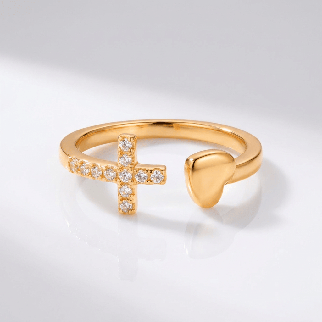 Anillo de Plata Amor y Cruz