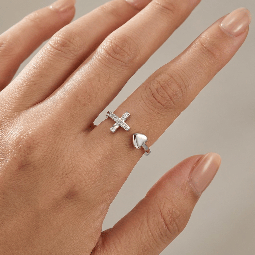 Anillo de Plata Amor y Cruz